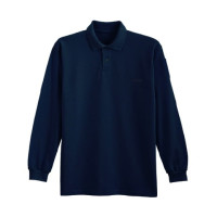 Polo respirant manches longues uni bleu marine